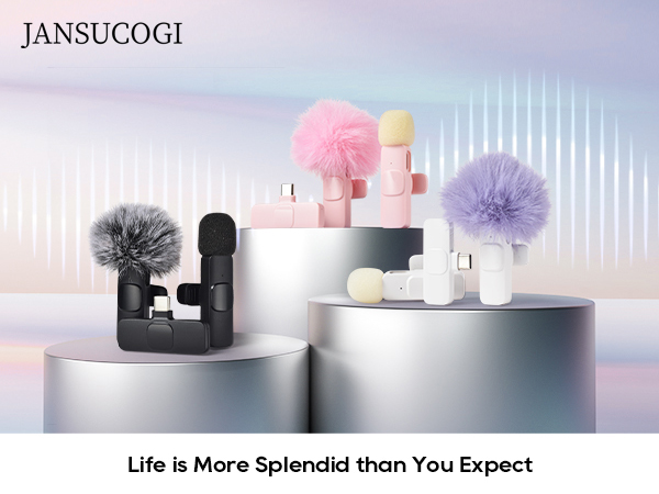 JANSUCOGI Pink Black White Purple wireless microphone for iphone Android Tablet ipad PC