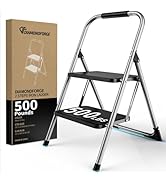 DIAMONDFORGE 2 Step Ladder, Folding Step Stool with Wide Anti-Slip Pedal, Lightweight Foldable St...