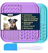 2PCS Licking Mat for Dogs with Suction Cups, Premium Lick Pad for Anxiety Relief, Slow Feeder Dog...