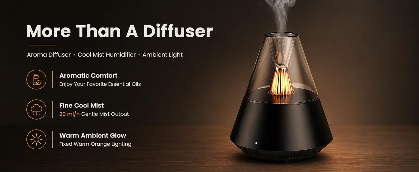 TriPro Essential Oils Aroma Diffuser,Portable Humidifier with Cool Mist and Warm Light Effect