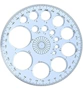 White Round Protractor 360 Degree, Plastic Full Circle Template, 16 Sizes Drawing Tool, Technical...