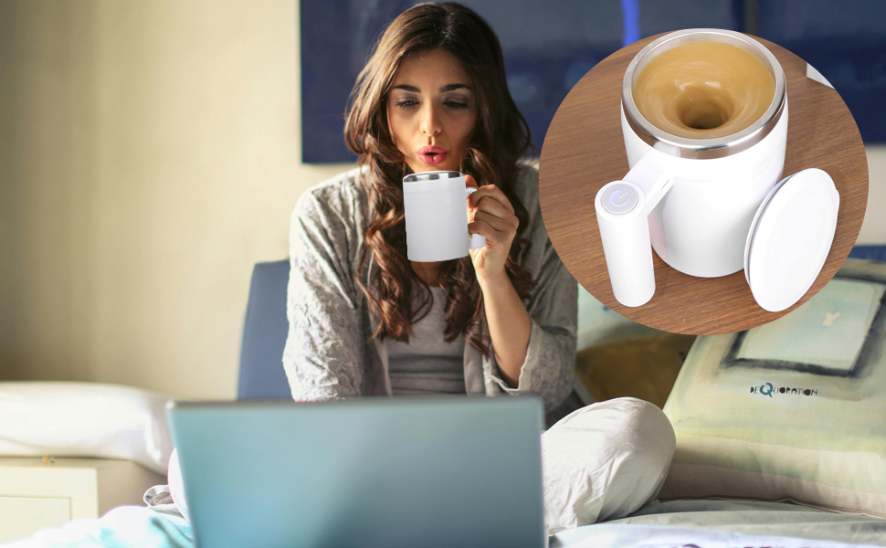 Self Stirring Coffee Mug-Automatic Magnetic Stirring Coffee Mug for Easy Mixing