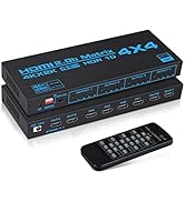 avedio links 4K@60Hz HDMI Matrix Switch 4x4 with EDID, 4 in 4 Out HDMI Switcher Splitter Audio Vi...