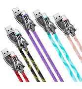 SIIIUYF USB C Cable [5-Pack 10FT] Braided Fast Charging RGB Indicator Light | Extra Long Type C C...
