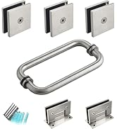 Stainless Steel Shower Door Hardware Kit Includes Shower Door Hinges and Handles, Glass Clamps fo...