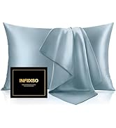 INFIIXSO Silk Pillow Cases 2 Pack Standard Size, Ultra Smooth &amp; Soft Mulberry Silk Pillow Case fo...