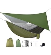 FIRINER Camping Hammock with Rain Fly Tarp and Mosquito Net Portable Single Double Hammock Tent w...