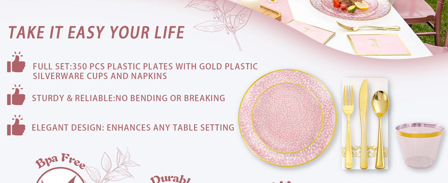 plastic gold dinnerware set