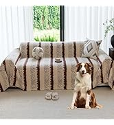 Yajue Sherpa Fleece Couch Cover for 2 Cushion Sofa, Brown, 71