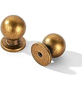 khtumeware 10 Pack 1 Inch (25mm) Diameter Round Solid Vintage Antique Brass Finish Kitchen Cabine...
