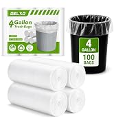 Delxo Small Trash Bags 4 Gallon, Clear Unscented Bathroom Trash Bags | 17.7 x 19.6" Small Garbage...