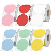 StickerTag 6 Rolls 2 Inch 6-Color Assorted Circle Direct Thermal Stickers Labels, Self-Adhesive R...
