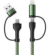 4 in 1 Charging Cable, 60W USB C to Lightning Cable 3FT, USB A/C to C/Lightning Multi Charging Ca...