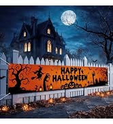 Happy Halloween Banner Outside Halloween Decorations Yard Party Porch Sign | Spooky Silhouette Ha...