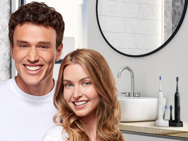AquaSonic Duo Series Electric Toothbrush with different cleaning modes, safe for sensitive teeth