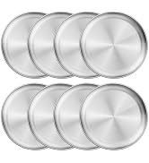 LIANYU 8 Pack Stainless Steel Plate Set, 8 Inch Kids Toddler Dinner Plates | Unbreakable Round Me...
