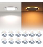 12 Pack Recessed Lighting 4 Inch with Night Light, 4 Inch LED Recessed Lights 5CCT Dimmable 2700K...