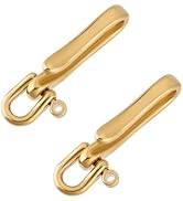 PH PandaHall 2pcs Brass Fish Hook Keychain, Keyring Hooks Golden Pocket Clip with Ring U Shape Ke...