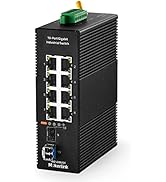 MokerLink 8 Port Gigabit Industrial DIN-Rail Ethernet Switch, 2 SFP Ports with 1 LC 20KM Module(S...