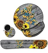 Keyboard Wrist Rest Pad and Mouse Pad Wrist Rest Support Set, Ergonomic Gaming Mousepad Durable S...