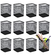 TooCust Black Mesh Pencil Holder 12 Pack Square Pen Cups For Desk Organizer Classroom Organizatio...