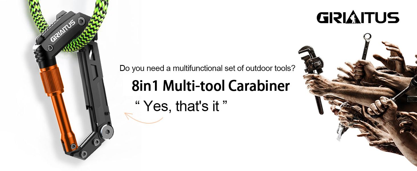 carabiner multitool knife orange yellow