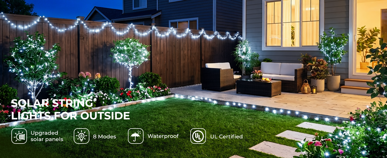 solar string lights outdoor waterproof