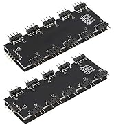 ASHATA Computer Fan RGB Hub,Computer 10-Channel RGB Hub,PC MOD Motherboard RGB Fan Extension Cabl...