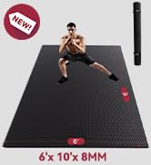 HAPBEAR Extra Large Exercise Mat-6'x4'x8mm(1/3 inch), Non-Slip, Ultra Durable, Thick Workout Mats...
