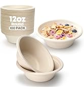 TaidMiao 12 oz paper bowl, microwave friendly and durable, biodegradable sugarcane fiber bowl for...