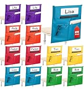 24 Pack Chair Pockets for Classrooms, 6 Color Chair Pocket with 3 Heavy Duty Storage Pocket, Chai...