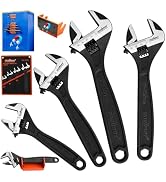 HORUSDY 4-Piece Adjustable Wrench Set With 4-Piece Magnetic Wrench Organizer Racks, 6" 8" 10" Wid...