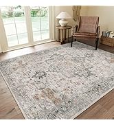 GENIMO 5X7 Area Rugs for Living Room, Machine Washable Non Slip Vintage Area Rugs, Low Pile Light...