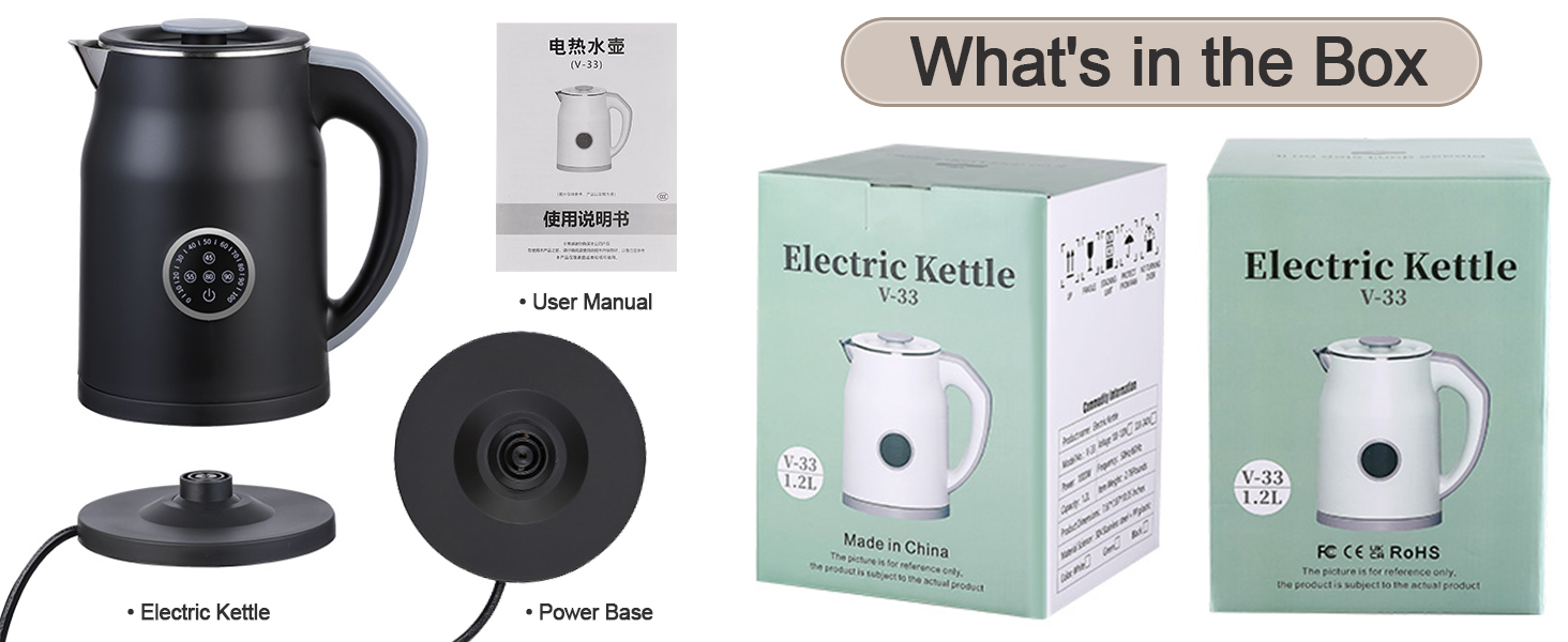 Electric Kettle 1.2L with 45-90? Temp Control, 1000W Fast Heating 6-Min Deep Boil,