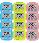 ZILLEEN 12 Pack Kitchen Timers for Cooking Digital Classroom Timers for Kids Teachers Blue Green ...