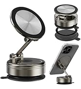 Magnetic Phone Holder for Car, Vacuum Suction Cup Car Phone Holder Mount, 360° Adjustable Stronge...