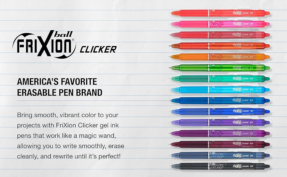 Bring smooth, vibrant color to your projects with FriXion Clicker gel ink pens