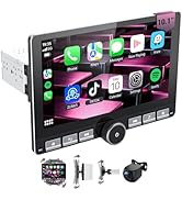 Haudio 10.1" 360° Rotatable Touchscreen Car Stereo with Wireless Apple CarPlay &amp; Android Auto, Fe...