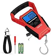 HEETA Waterproof Fish Scale Digital with Backlit LCD Display, 110lb/50kg Portable Hanging Scale F...