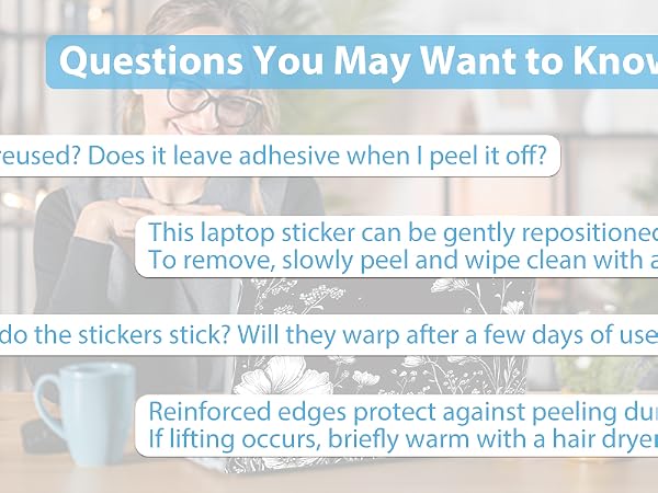 Text reads 'Questions You May Want to Know'. Information panel showing FAQ layout with question bubbles and answer sections, using light blue and white color scheme.