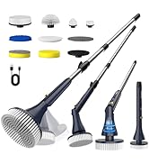 MayKing Electric Spin Scrubber with 9 Brush Heads, 3-Angle &amp; 4-Length Adjustable Cordless Power S...