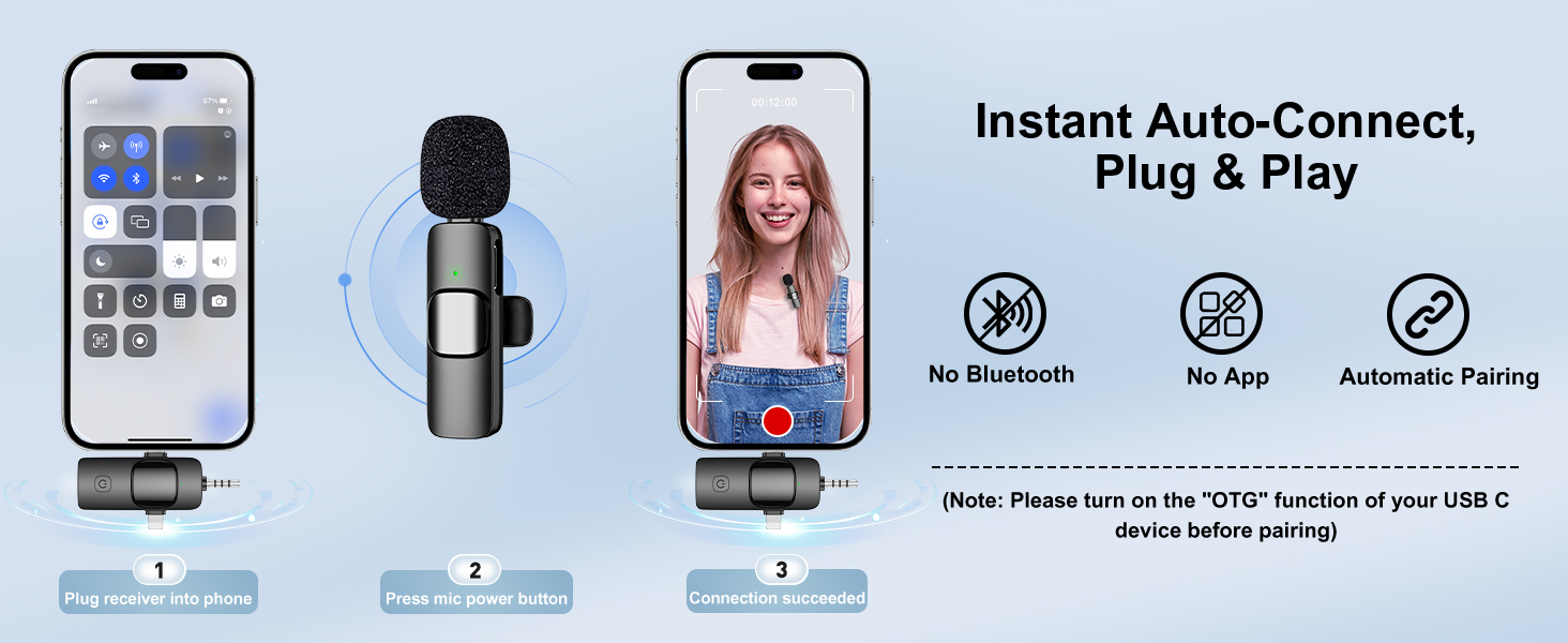 Wireless Lavalier Microphone for iPhone Android