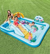 Intex 96" x 78" x 28" Inflatable Jungle Adventure Play Center Spray Kiddie Pool - Backyard Kids W...