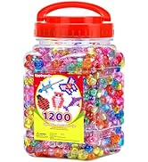 Eppingwin 1200pcs Pony Beads for Bracelets, Glitter Colors Kandi Beads for Hair Braids, Easy Stor...