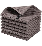 LikGuest Honeycomb Cotton Dish Cloths 6 Pack,12x12 Inch – Super Absorbent, Quick-Dry &amp; Reusable K...