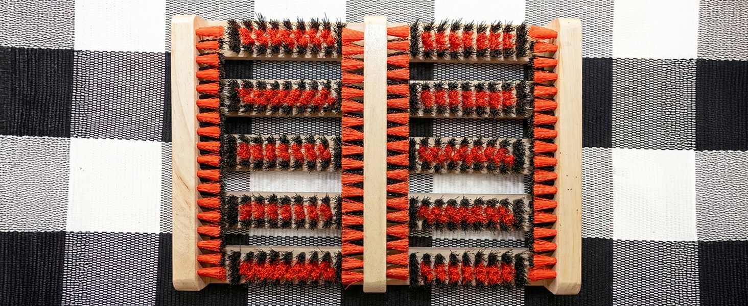 jobsite boot scraper flat mat brush on plaid rug