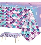 3 Pieces Mermaids Tablecloth Under The sea Theme Party Plastic Table Covers Mermaids Princess The...