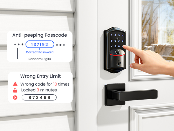 digital door lock with keypad set Anti-Peeking Passcode