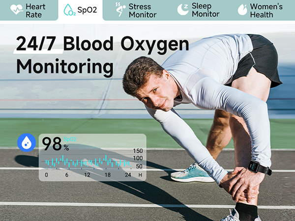 Smartwatch with Bluetooth Calls, Heart Rate/Sleep/SpO2 Monitor, IP68 Waterproof Fitness Tracker