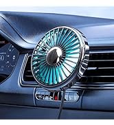 DICMKY Usb Car Fan for Air Vent Mounted with Colorful Light, 360° Rotatable Portable Clip Fans Th...